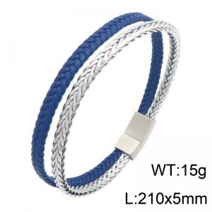 Stainless Steel Leather Bracelet - KB216630-SJ