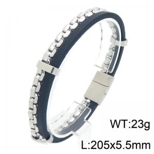 Stainless Steel Leather Bracelet - KB216632-SJ