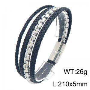Stainless Steel Leather Bracelet - KB216634-SJ