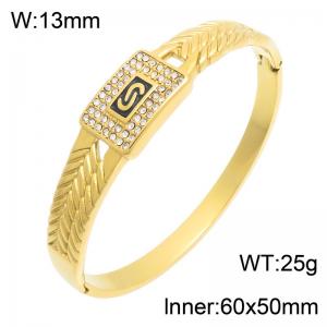 Stainless Steel Stone Bangle - KB216652-SP