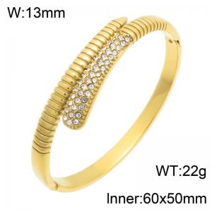 Stainless Steel Stone Bangle - KB216654-SP