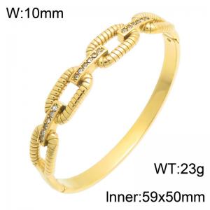 Stainless Steel Stone Bangle - KB216655-SP