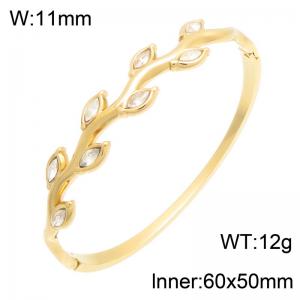 Stainless Steel Stone Bangle - KB216666-SP