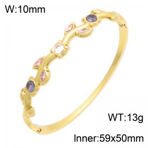 Stainless Steel Stone Bangle - KB216669-SP