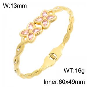 Stainless Steel Stone Bangle - KB216671-SP
