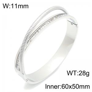 Stainless Steel Stone Bangle - KB216737-TSC