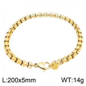 Gold Plated Stainless Steel Box Chain Bracelet, 5mm Square Link Wrist Bracelet, Waterproof Non Tarnish Stackable Fashion Jewelry Gift for Men Women - KB217670-GC