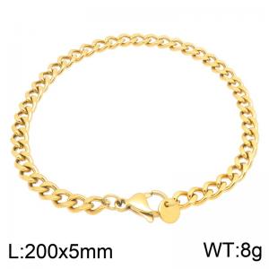 Gold Plated Stainless Steel Cuban Link Bracelet, 5mm Thin Curb Chain Wrist Bracelet, Waterproof Non Tarnish Stackable Fashion Jewelry Gift for Women Men - KB217672-GC