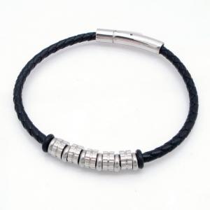 Stainless Steel Leather Bracelet - KB218234-GSD