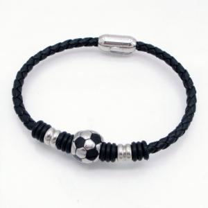 Stainless Steel Leather Bracelet - KB218241-GSD