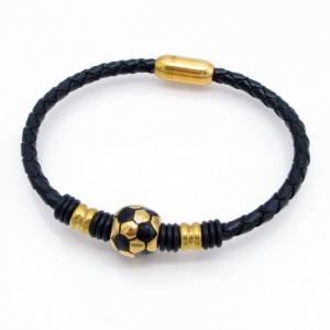 Stainless Steel Leather Bracelet - KB218242-GSD