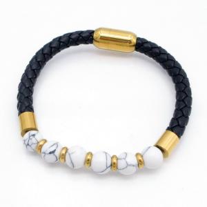 Stainless Steel Leather Bracelet - KB218243-GSD