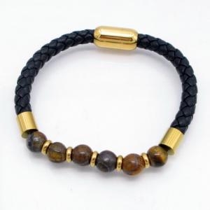 Stainless Steel Leather Bracelet - KB218244-GSD