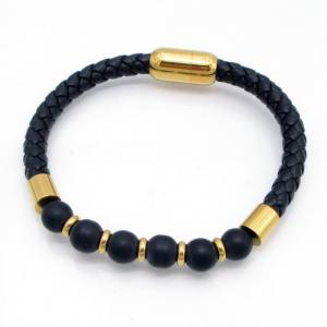 Stainless Steel Leather Bracelet - KB218245-GSD