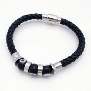 Stainless Steel Leather Bracelet - KB218246-GSD