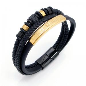 Stainless Steel Leather Bracelet - KB218253-GSD