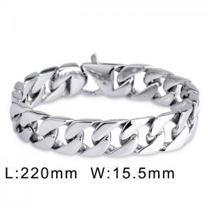 Stainless steel bright lobster clasp Cuban chain casting men's bracelet - KB27123-D