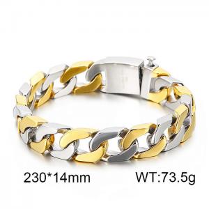 European and American fashion trendy men's Cuban chain titanium steel golden bracelet - KB28452-D