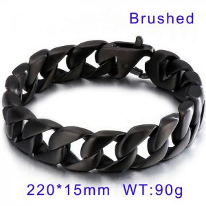 IP Black Plating Cuban Link Chain Bracelets Brushed For Men - KB29217-D
