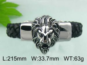 Stainless Steel Leather Bangle - KB30272-D