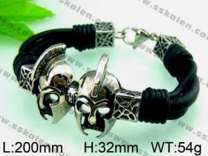 Stainless Steel Leather Bracelet - KB49001-D