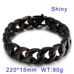 IP Black Plating Cuban Link Chain Bracelets shiny For Men - KB49339-D