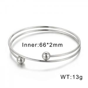 Simple double ring steel ball adjustable bangle - KB55674-Z