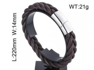 Stainless Steel Leather Bangle - KB55959-SJ