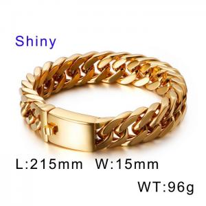 Polished Silver/Gold Stainless Steel Cuban Link Bracelets Gold-plating Bracelet - KB56160-D