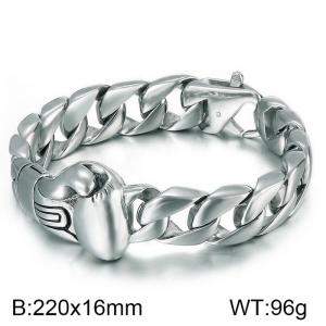 Steel color boxer cast lobster clasp men's bright face bracelet - KB58422-BD