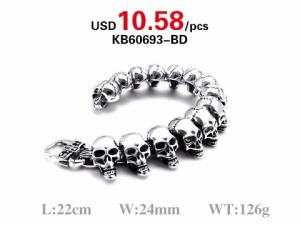 Wholesale Fashion Jewelry Skull Classic Men's Titanium Steel Bracelet - KB60693-BD