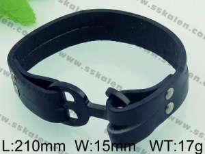 Stainless Steel Leather Bracelet - KB62345-BD