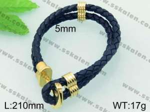 Stainless Steel Leather Bracelet - KB62352-BD