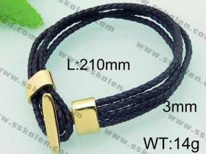 Stainless Steel Leather Bracelet - KB62356-BD