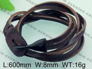 Stainless Steel Leather Bracelet - KB62361-BD