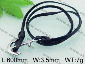 Stainless Steel Leather Bracelet - KB62372-BD