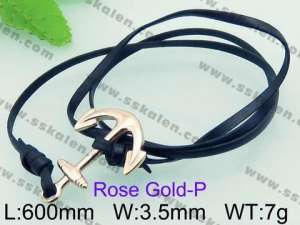 Stainless Steel Leather Bracelet - KB62374-BD