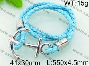 Stainless Steel Leather Bracelet - KB64505-LE