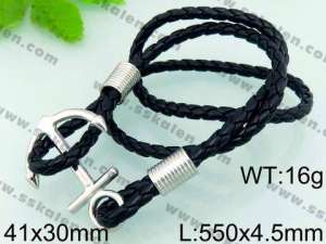 Stainless Steel Leather Bracelet - KB64509-LE
