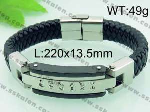 Stainless Steel Leather Bracelet - KB64535-LE