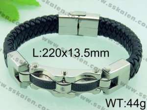 Stainless Steel Leather Bracelet - KB64542-LE