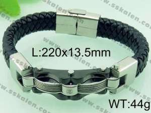 Stainless Steel Leather Bracelet - KB64544-LE