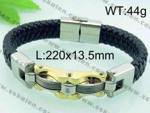 Stainless Steel Leather Bracelet - KB64545-LE
