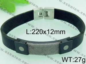 Stainless Steel Leather Bracelet - KB64550-LE