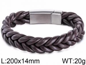 Stainless Steel Leather Bracelet - KB66830-JR