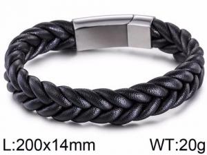 Stainless Steel Leather Bracelet - KB66831-JR