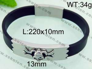 Stainless Steel Leather Bracelet - KB69733-BD