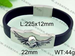 Stainless Steel Leather Bracelet - KB69794-BD