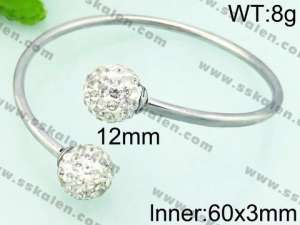 Stainless Steel Stone Bangle - KB69878-Z