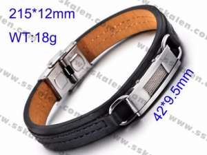 Stainless Steel Leather Bracelet - KB69909-K